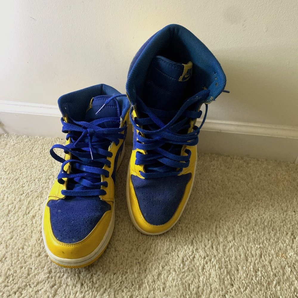 blue and yellow high OGs air Jordan